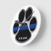 K-9 Unit Thin Blue Line Runde Wanduhr (Winkel)