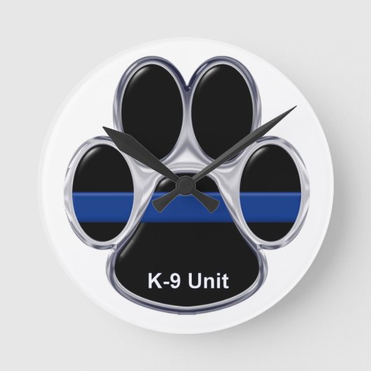 K-9 Unit Thin Blue Line Runde Wanduhr (Vorderseite)