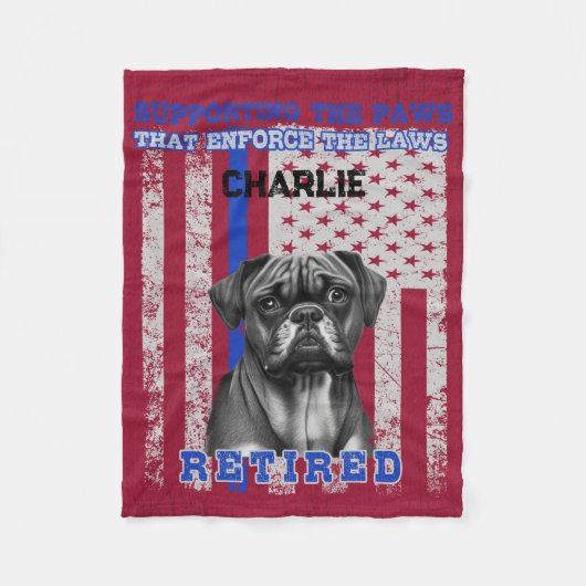 K-9 Veteran Boxer Working Dog Personalisiert Fleecedecke (Vorderseite)