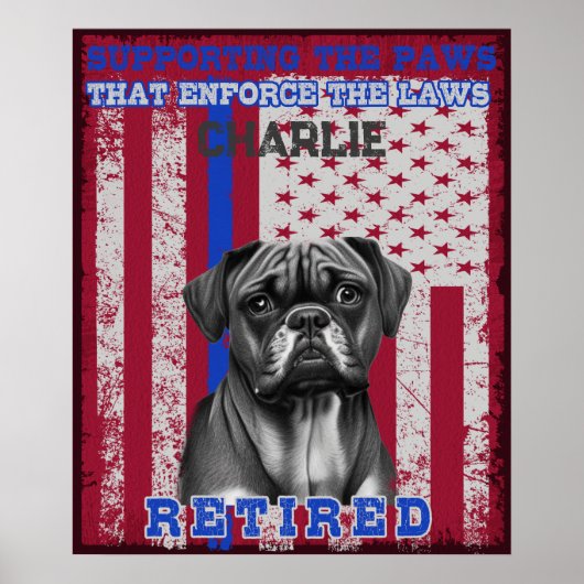 K-9 Veteran Boxer Working Dog Personalisiert Poster (Vorne)