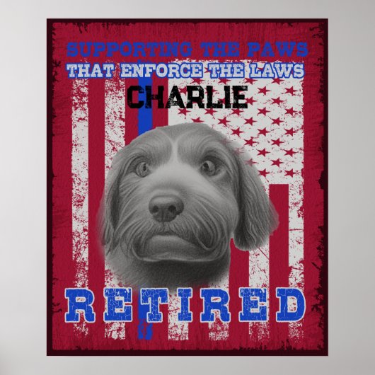 K-9 Veteran Working Spanish Water Dog Personalisie Poster (Vorne)