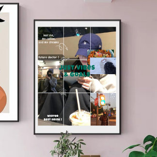 K-Aesthetic Winter Moodboard Cozy Café Collage Poster