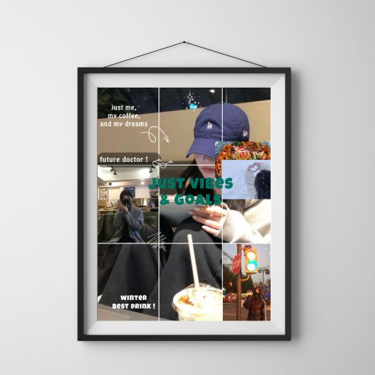 K-Aesthetic Winter Moodboard Cozy Café Collage Poster