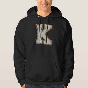 K - Blanc Glitzer Varsity Letter Patches Hoodie