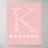 K Botanisches Monogramm Kinderzimmer-Poster Poster (Vorne)