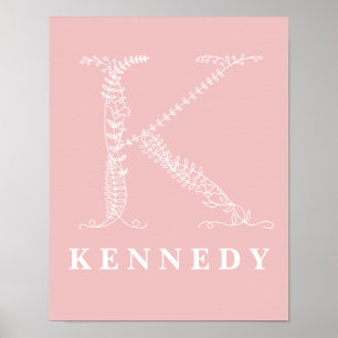 K Botanisches Monogramm Kinderzimmer-Poster Poster