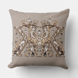 K Buchstabe Beige Kristall Luxus Design Kissen