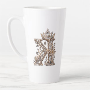 K Buchstabe Beige Kristall Luxus Design Milchtasse