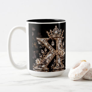 K Buchstabe Beige Kristall Luxus Design Zweifarbige Tasse