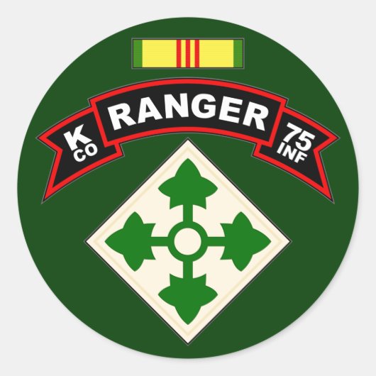 K Co, 75. Infanterie-Regiment - Förster, Vietnam Runder Aufkleber (Vorderseite)