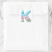 "K" Cute Letter - Underwater Sea Creatures Quadratischer Aufkleber (Tasche)