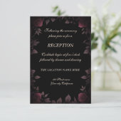 k Dark Burgundy Rose Black Wedding Reception Einladung (Stehend Vorderseite)