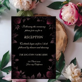 k Dark Burgundy Rose Black Wedding Reception Einladung