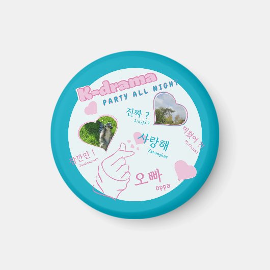 K drama 2 Fotos Collage korean typografie Zoll Magnet (Vorne)