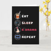 K-Drama Shirt Eat Sleep Drama Repeat Karte (Gelbe Blume)