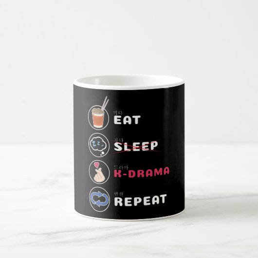 K-Drama Shirt Eat Sleep Drama Wiederholung Kaffeetasse (Mittel)