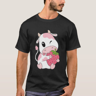 K Erdbeerkuh Druck Kawaii Tier T-Shirt