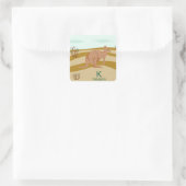 K für Känguruklecker Quadratischer Aufkleber (Tasche)