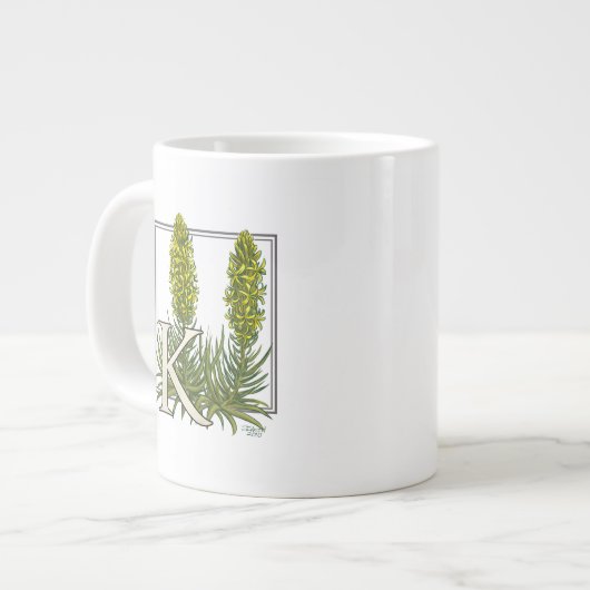 K für King's Spear Floral Monogram Art Jumbo-Tasse (Vorderseite Links)