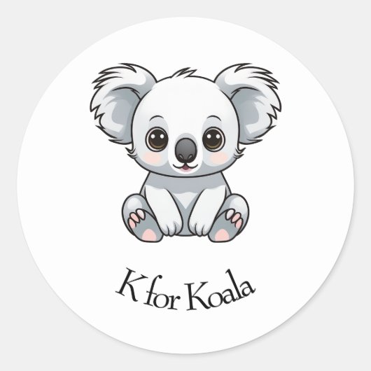K für Koala Runder Aufkleber (Vorderseite)
