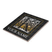 K "Ihr Name" keltische Monogramm-Tile aus schwarze Fliese (Seite)