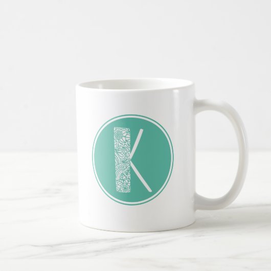 K Initial Floral Monogramm Kaffeetasse (Rechts)