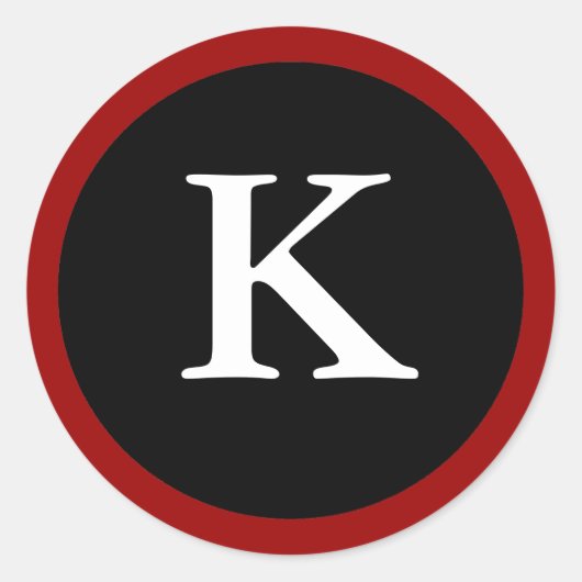 K: Initial K Letter K Red, White & Black Stickers (Vorderseite)