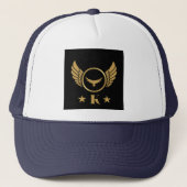 K Initial mit Gold Eagle Image Stylish Monogram Truckerkappe (Vorderseite)