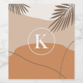 K - Initial Monogram Letter K Abstract Design Weinetikett (Einzelnes Label)