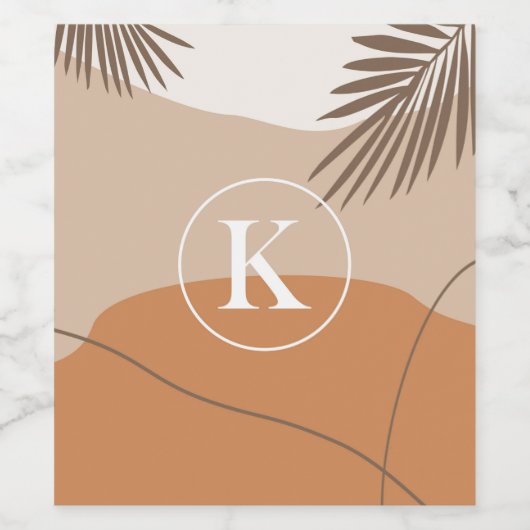 K - Initial Monogram Letter K Abstract Design Weinetikett (Einzelnes Label)
