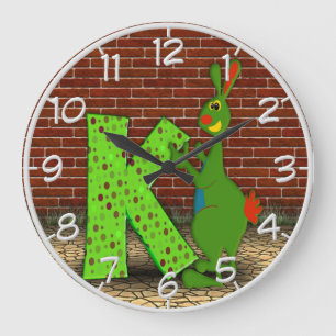 K is for Kangaroo Wall Clock Große Wanduhr