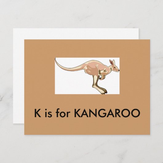 "K" ist für Kangaroo Alphabet Flash Card Postkarte (Vorne/Hinten)