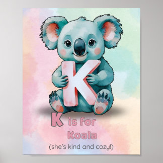 K ist für Koala - Niedliche Alphabet Wand an Wand Poster