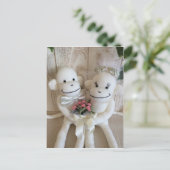 K&K Sock Monkey Wedding(Pink) Postcard Postkarte (Stehend Vorderseite)