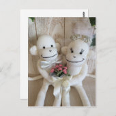 K&K Sock Monkey Wedding(Pink) Postcard Postkarte (Vorne/Hinten)