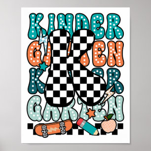 K-Kindergarten-Lehrer Kariert Zurück zur Schule Ki Poster