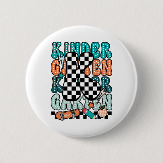 K Kindergarten Teacher Checkered Back To School Ki Button