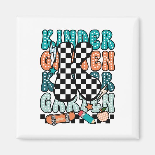 K Kindergarten Teacher Checkered Back To School Ki Magnet (Vorne)