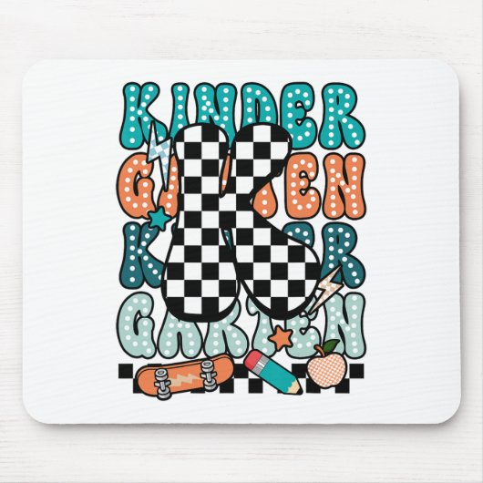 K Kindergarten Teacher Checkered Back To School Ki Mousepad (Vorne)