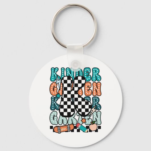K Kindergarten Teacher Checkered Back To School Ki Schlüsselanhänger (Vorderseite)
