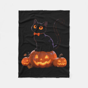 K Kitty Halloween-Kürbis-Schwarze-Katze-Performanc Fleecedecke