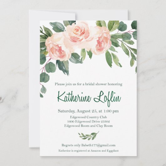 K L Bridal Dusche Einladung (Vorderseite)