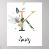 K Letter Monogram Greenerity Kinderzimmer Name Wal Poster (Vorne)