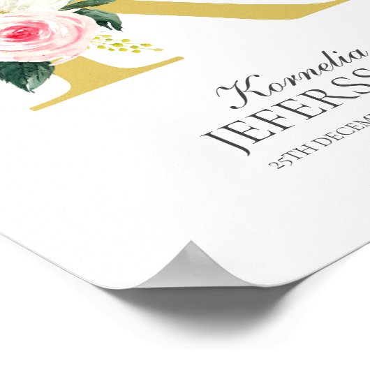 K Letter Monogram mit Blume Poster (Ecke)