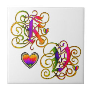 K Lieben V Artisan Monogram Tile Fliese