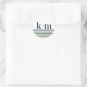 k+m Monogramm und Strickaufkleber Runder Aufkleber (Tasche)