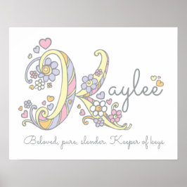 K monogram art Kaylee girls name meint poster