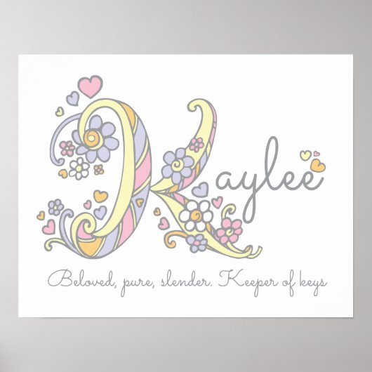 K monogram art Kaylee girls name meint poster (Vorne)