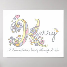 K monogram art Kerry girls name meint poster