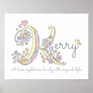 K monogram art Kerry girls name meint poster